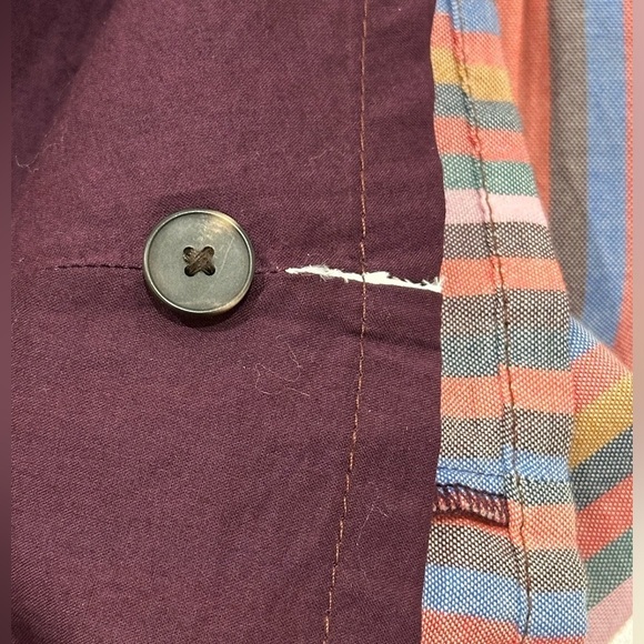 Madewell Rainbow Striped Mini Dress Scoop Neck Babydoll Tank Button Front Medium - Picture 8 of 9